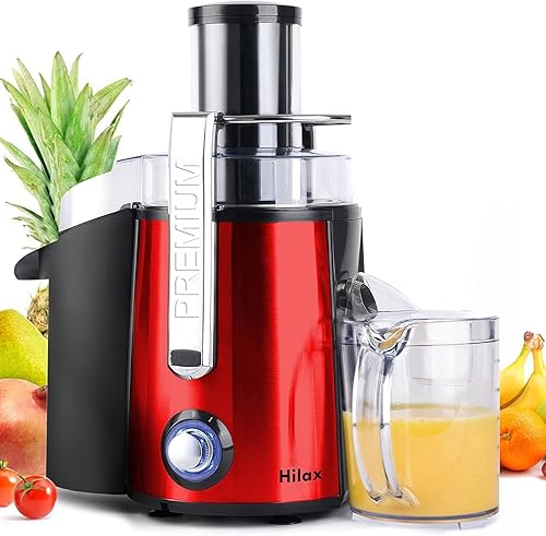 Juicer Machine, 1100W Red Centrifugal Juice Extractor with Wide