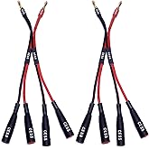 CNCESS CESS-057x2 Dual Banana Plugs Splitter, 2 Male to 4 Female Banana Jack Adapter, 2-Channel Power Supply Splitter Cable, 14 AWG Soft Silicone Tinned Copper Wire