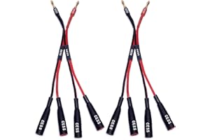 CNCESS CESS-057x2 Dual Banana Plugs Splitter, 2 Male to 4 Female Banana Jack Adapter, 2-Channel Power Supply Splitter Cable, 14 AWG Soft Silicone Tinned Copper Wire