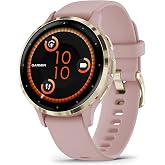 Garmin Venu 3S (Refurbished) Soft Gold Stainless Steel Bezel 1.2-Inch AMOLED Touchscreen Display Smart Watch with 41mm Rose Case and Silicone Band, 010-N2785-03