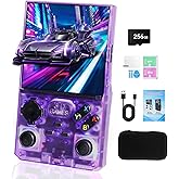GWALSNTH V40 MAX Mini Retro Handheld Game Console, 40000 Games 256G TF Card, Built-in 49+ Emulators, 4.0 Inch 4K HD IPS Screen, 4000mAh Battery, Portable Pocket Video Console (Transparent Purple)
