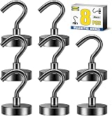 Grtard Magnetic Hooks 8 Pack 22 lb+ Neodymium Magnets with Hook Black
