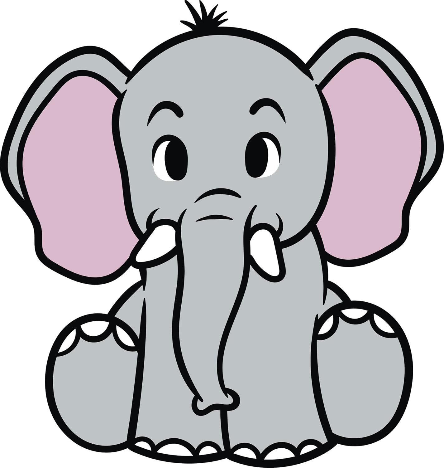 Cute Sweet Baby Elephant Cartoon Emoji Vinyl Sticker (2