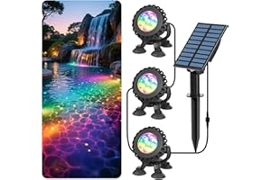 T-SUN Solar Pond Lights, 3-in-1 RGB Solar Underwater Pond Lights, IP68 Waterproof Sustainable Submersible Light for for Pond, Garden, Patio, Fountain, Pool, Waterfall Decoration