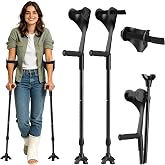 FUSHIDE Forearm Crutches for Adults, Foldable with Ergonomic Elbow Support | Aluminum Frame Fits 4'11"-6'1" with 10 Height Settings, Cushioned NBR Foam Grips, Hook-and-Loop Straps and 2 Quad Cane Tips