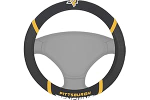 FANMATS 14885 Pittsburgh Penguins Embroidered Steering Wheel Cover Black 15"x15"