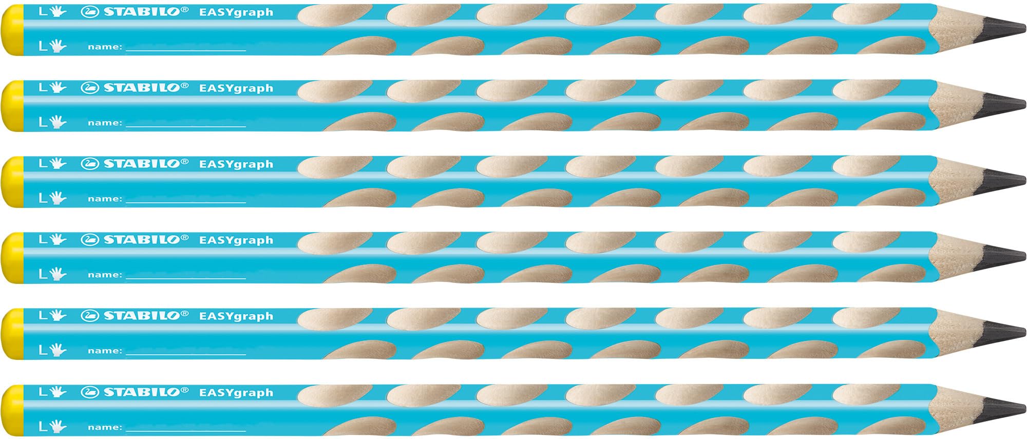 STABILO Ergonomic Graphite Pencil EASYgraph - Left-Handed - Blue - Pack of 6-2B