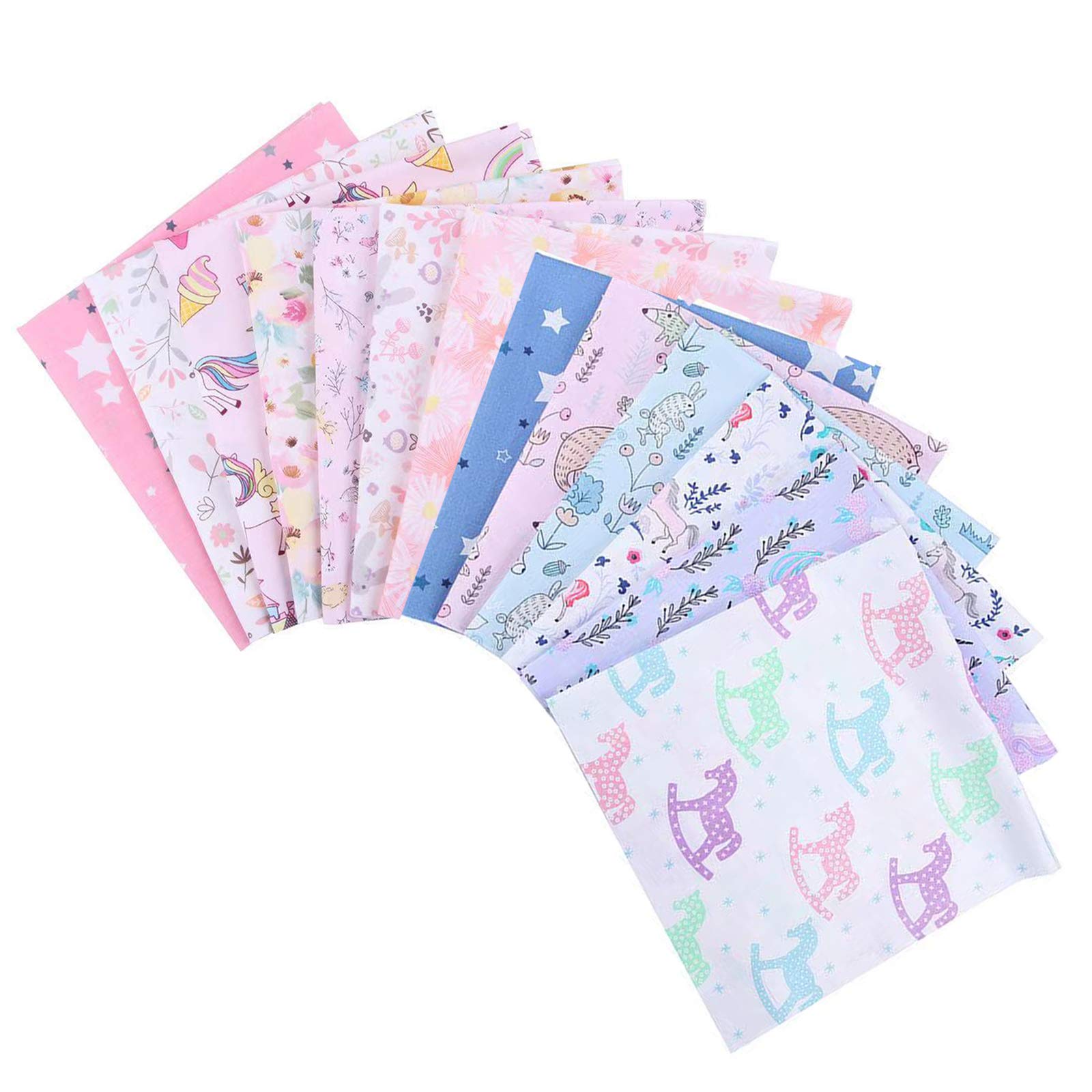 Fabric Material for Sweing,Fat Quarters Cotton Craft Fabric Patchwork 13 Pack 25 * 25cm Sewing Patchwork Different Pattern Cloths DIY Scrapbooking Artcraft