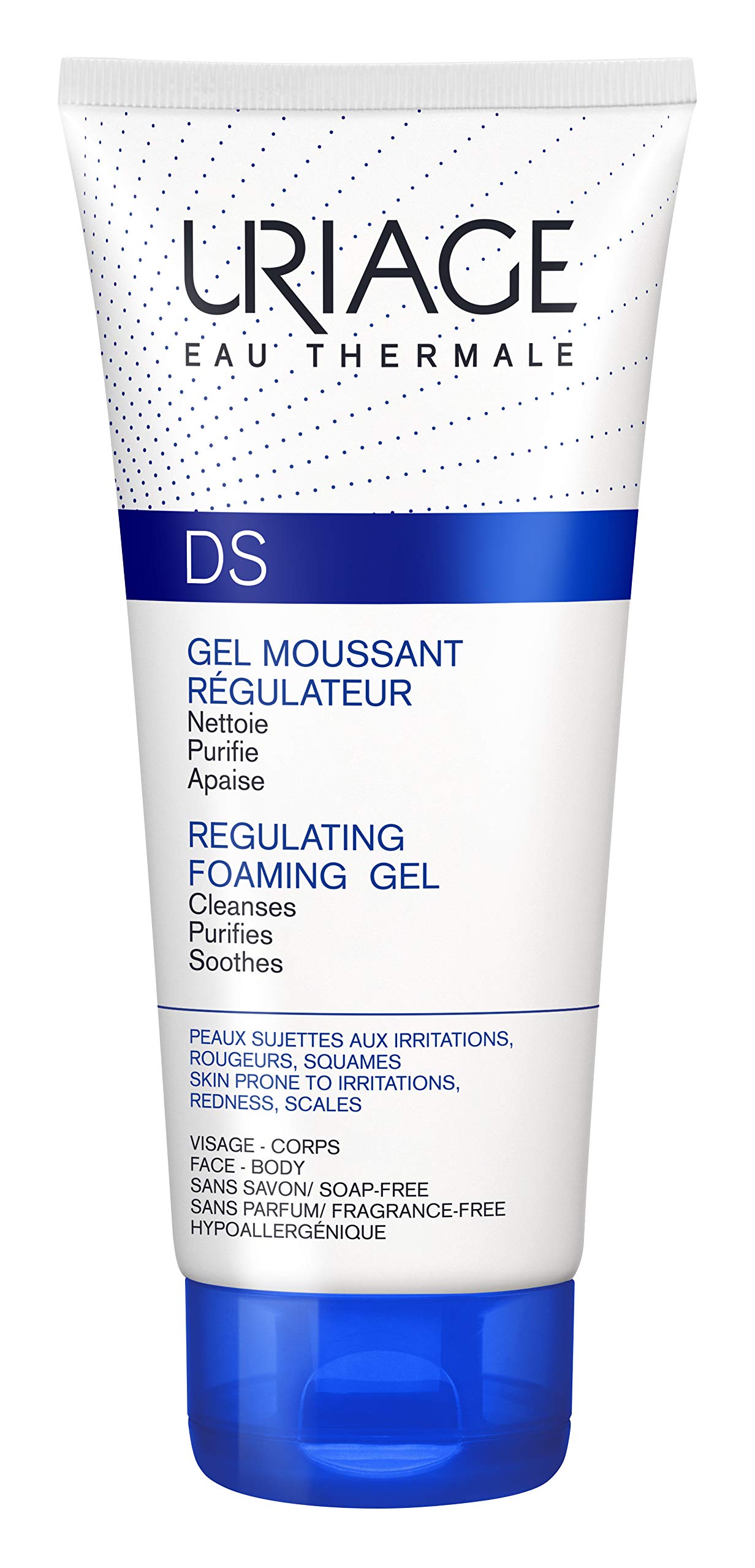 Uriage DS Regulating Foaming Gel 150ml - Cleanses, Purifies, Soothes Skin Prone to Irritations, Redness & Scales - Suitable For Body, Face, Scalp & Hands - Hypoallergenic & Fragrance-Free