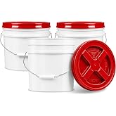 ePackageSupply 3.5 Gallon Bucket, Food-Grade w/Lid, BPA-Free, Red, 3 Packs | Airtight Gamma Seal Screw-On Lid, Heavy-Duty 90 Mil HDPE Plastic, Food Safe and Durable Container, Bulk Storage, Made in USA