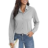 COUXILY Soft Non-Iron & Wrinkle-Free Button Down Shirts for Women,Breathable Long Sleeve Blouse Casual Work Dress Tops