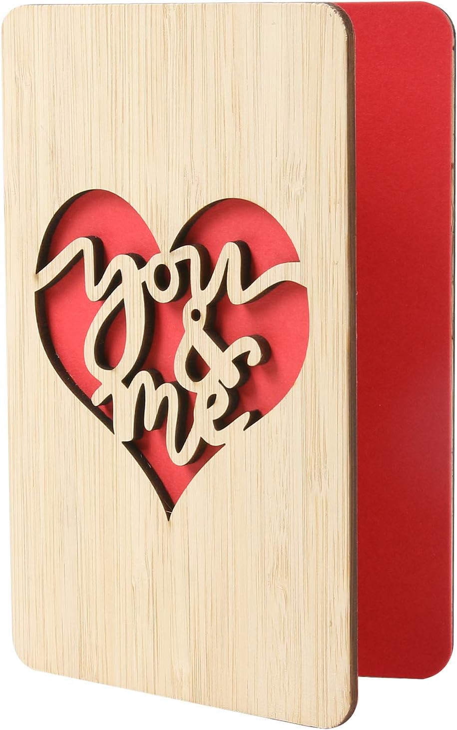 You and Me Greeting Card Handmade with Real Bamboo Wood
