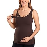 MOMANDA Maternity Nursing Tank Tops with Built in Bra Sleeveless Casual Pregnancy Tee V Neck Workout Shirt