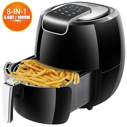 Amazon.com: AUKUYEE Air Fryer Oil Less Cooker with Touch Screen Control, Dishwasher Safe, Recipes, 5.6QT/1800W for Fast, Healthy Cooking(Black) XL: Kitchen ...