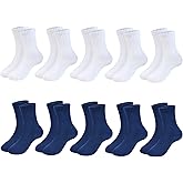 Girls Crew Socks Seamless Boys School Uniform Dress Socks Kids Breathable Cotton Quarter Sock 10 Pairs