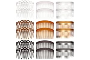 18 Pieces French Side Combs, FHDUSRYO Plastic Side Hair Twist Decorative Comb with Teeth, Hair Combs Slides Hair Clips Accessories for Women Bridal Wedding Veil Girls Thick and Fine Hair