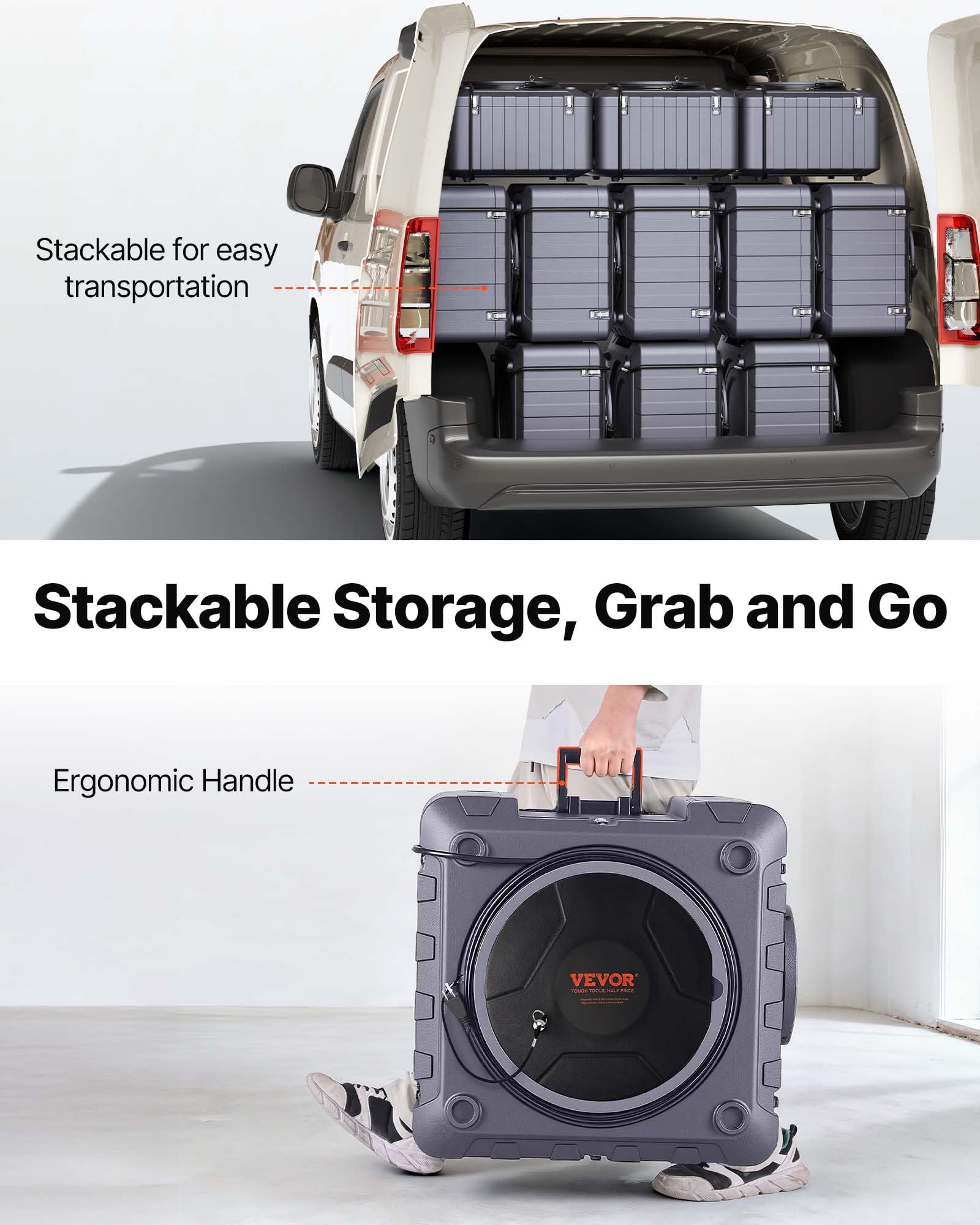 VEVOR Air Scrubber with 3-Stage Filtration, Stackable Negative Air Machine 550 CFM, Air Cleaner with MERV10, Carbon, H13 HEPA, for Home, Industrial and Commercial Use