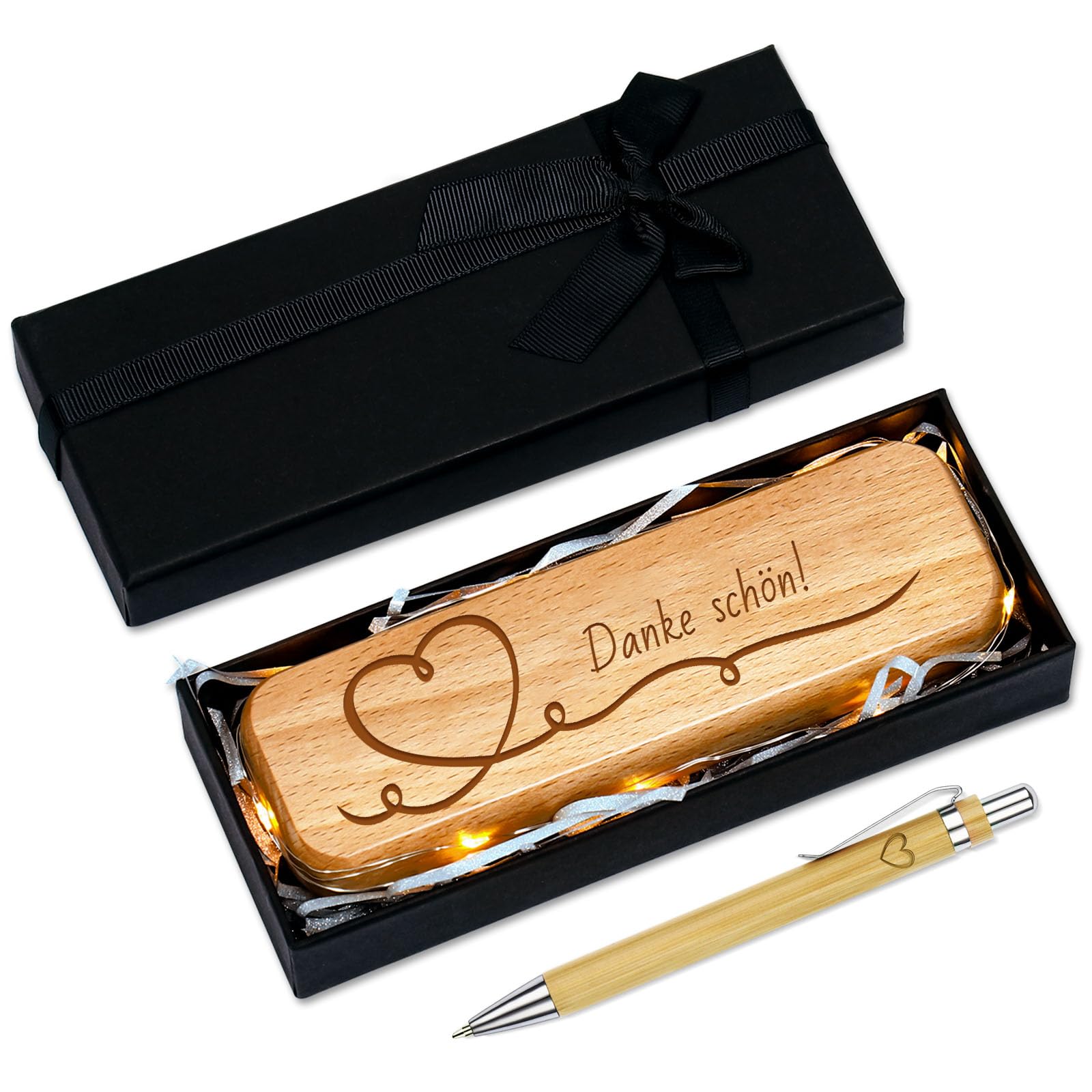 Sinseike Ballpoint Pen and Wooden Box with Engraving in Gift Box, Inspirational Sustainable Gift for Colleagues, Friends, Family (Thank You Beautiful)