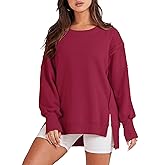 ANRABESS Womens Oversized Sweatshirts Crew Neck Long Sleeve Shirts Casual Loose Slit 2025 Fall Outfits Y2K Teen Girls Clothes