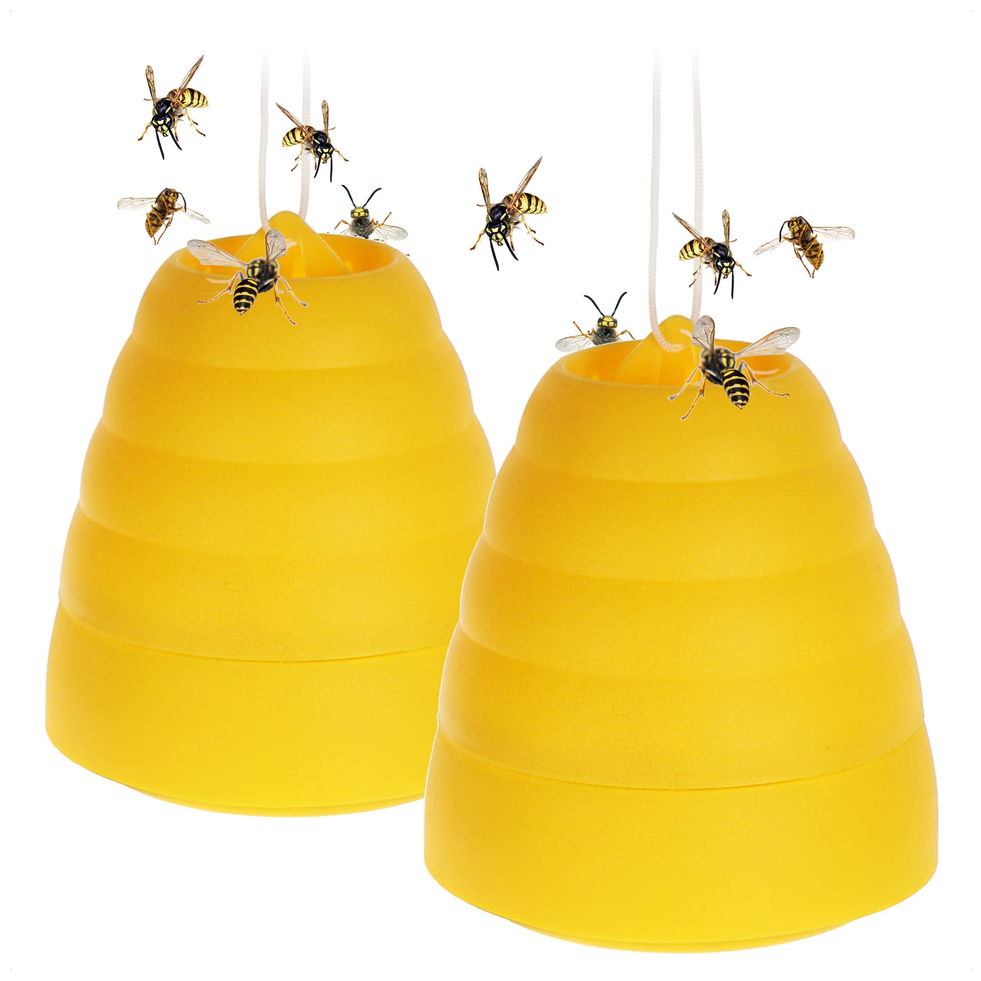 COM-FOUR® 2x insect trap with removable lid - nature-protecting live trap for hanging - animal-friendly insect protection - insect catcher made of plastic (Beehive design - 2 pieces)
