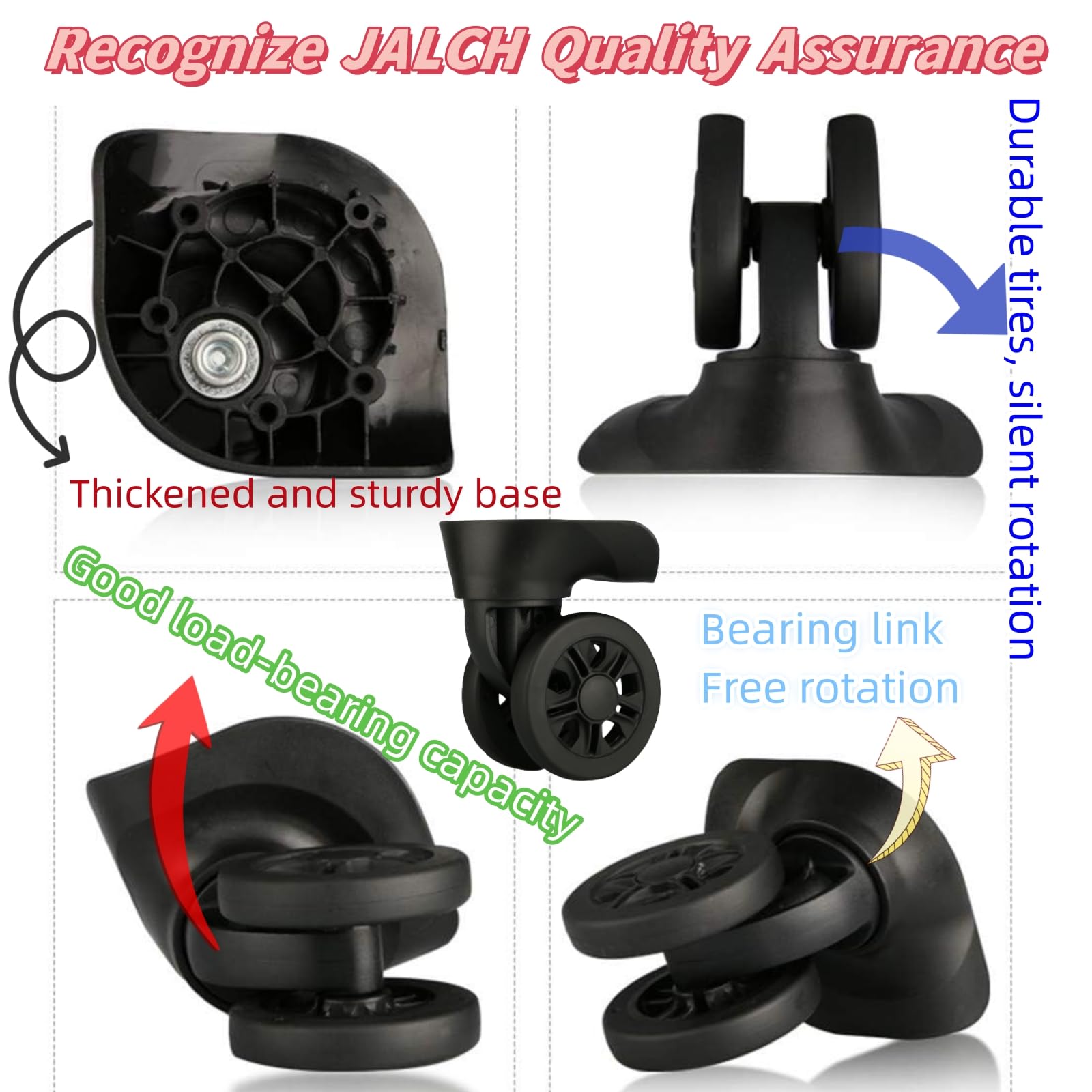 SOTHMALL Spinner Luggage Replacement Wheels Travel Suitcase Carry On Luggage Spinner Wheels，Mute Connected ，DIY Replacement Left and Right Caster with Screws and Tool (2)