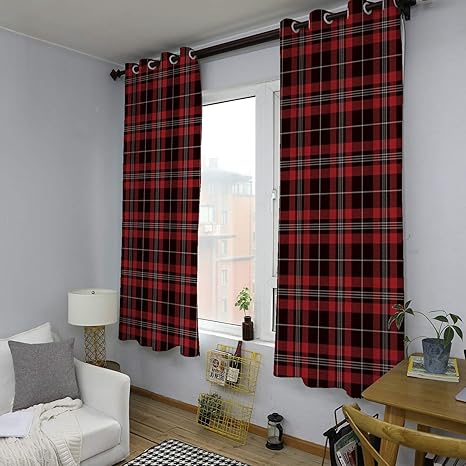 Amazon Com Mozenou Window Curtain Fabric Tartan Seamless Pattern
