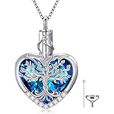 WINNICACA Urn Necklaces for Ashes 925 Sterling Silver Tree of Life Heart Cremation Jewelry for Ashes Jewelry Gifts for Human Ashes Keepsake Memorial Jewelry for Women Men