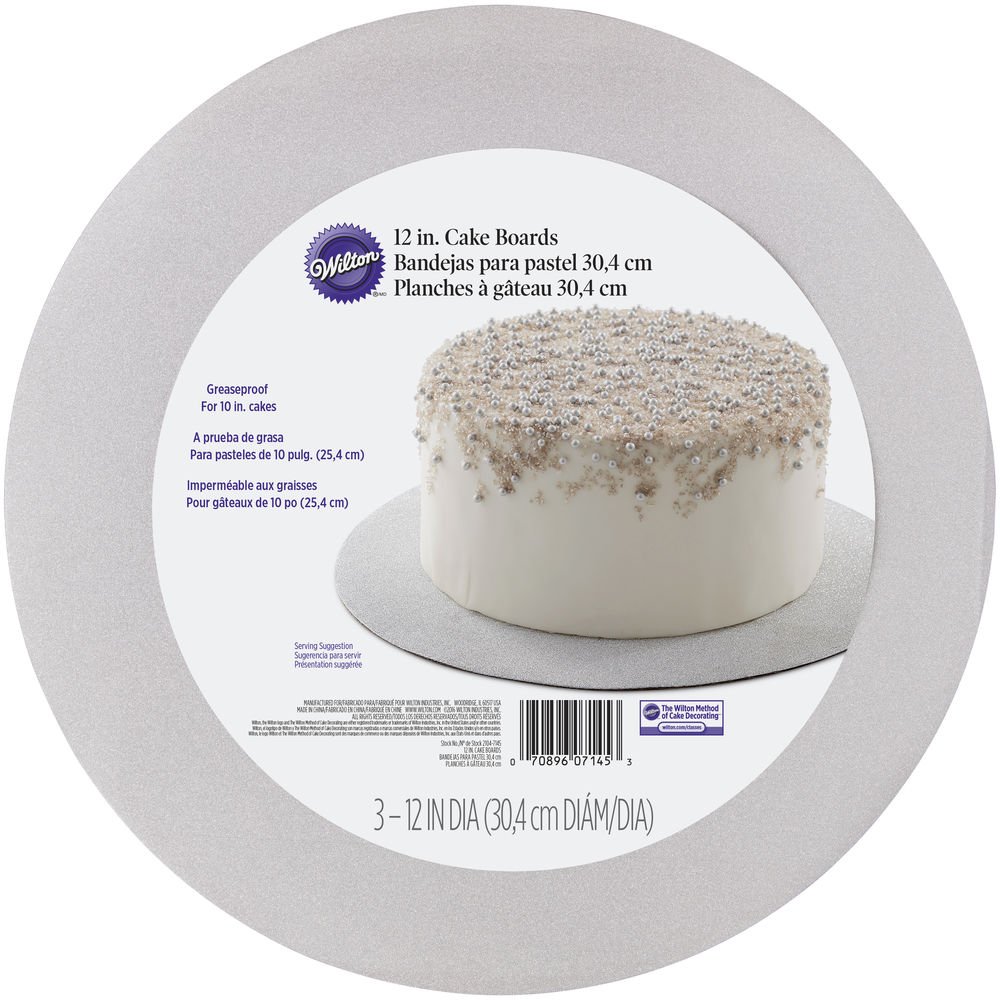 Wilton Round Silver Glitter Cake Boards, Corrugate, 1.27 x 30.48 x 30.48 cm