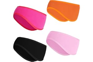 Sucrain 4 Pcs kids Ear Muffs Winter Stretch Ear Warmer Fleece Headband for Boys Girls Outside Sporting Running Ski Cycling (b