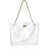 Multifunction Clear Chain Tote with Turn Lock Womens Shoulder Handbag