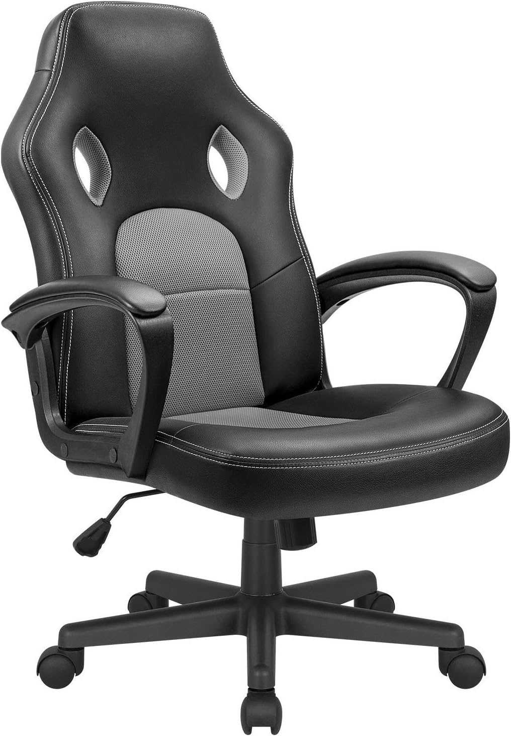 KaiMeng Office Gaming Chair Leather Computer Chair High Back Ergonomic Adjustable Racing Chair Executive Conference Chair (Grey)
