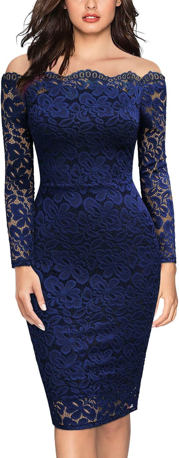 Abbigliamento MIUSOL off-Spalla Pizzo Vestito da Festa a Matita Donna  clubedoestudante.com.br