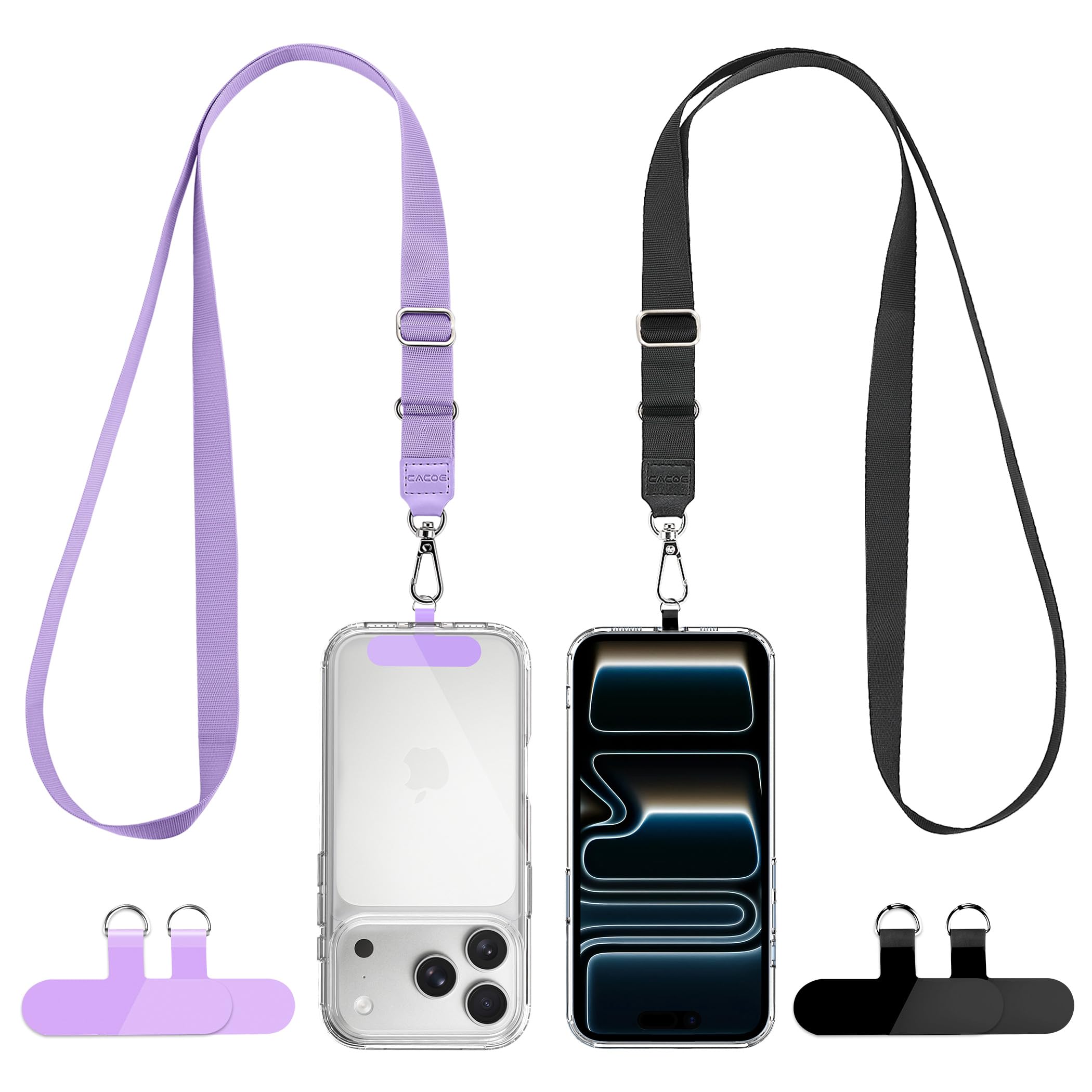 CACOE Phone Lanyard 2 Pack-2× Adjustable Neck Strap,2×Patches,Universal Multifuctional Lanyards Compatible with Most Smartphones