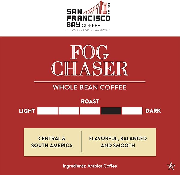 SAN FRANCISCO BAY COFFEE – MEDIUM-DARK ROAST WHOLE BEAN COFFEE – FOG CHASER (2 LB BAG)