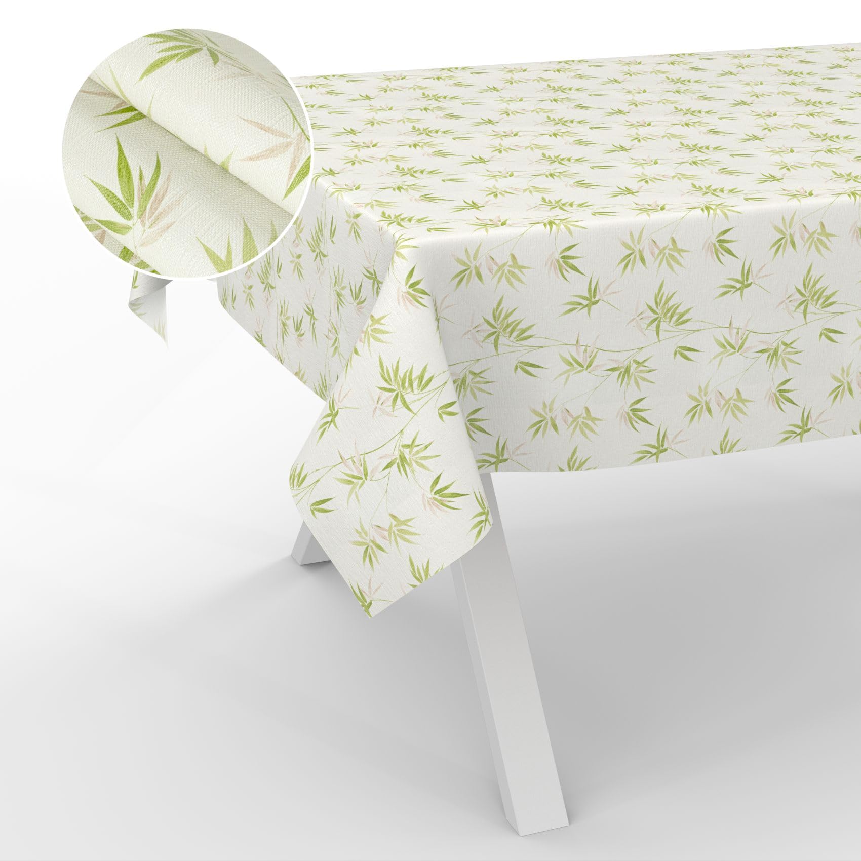 ANRO Oilcloth Tablecloth, Washable, Oilcloth, Garden Tablecloth, Outdoor, Indoor, 200 x 140 cm, Cut Edge, Bambuk