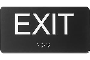 ABUDADA Exit Sign - ADA Compliant Exit Signs With Braille and Raised Letters for Business, Emergency Exit Sign for Office Restroom Indoor Outdoor,Easy Installation-Horizontal (3 * 6 In)