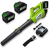 Leaf Blower Cordless, Electric Leaf Blower with 2 x 4.5Ah Batteries and Charger, 5 Speed Modes, 1 x Adjustable Shoulder Strap, Lightweight Leaf Blowers for Blowing Lawn Care, Garden, Patio Cleaning