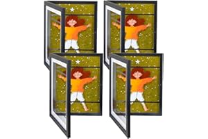 Q.Hou Kids Artwork Picture Frames Wood 4 Pack Display 8.5x11, Kids Art Frames Front Opening Holds 50, Black Great for Child D