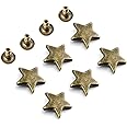 100 Sets 12MM Bronze Star Rivets for Leather Star Rivet Studs Garment Rivets Leather Rivets Studs and Spikes for Leather Craft Clothing Bags Belts Dog Collar Shoes DIY Rivets 15/32 Inch