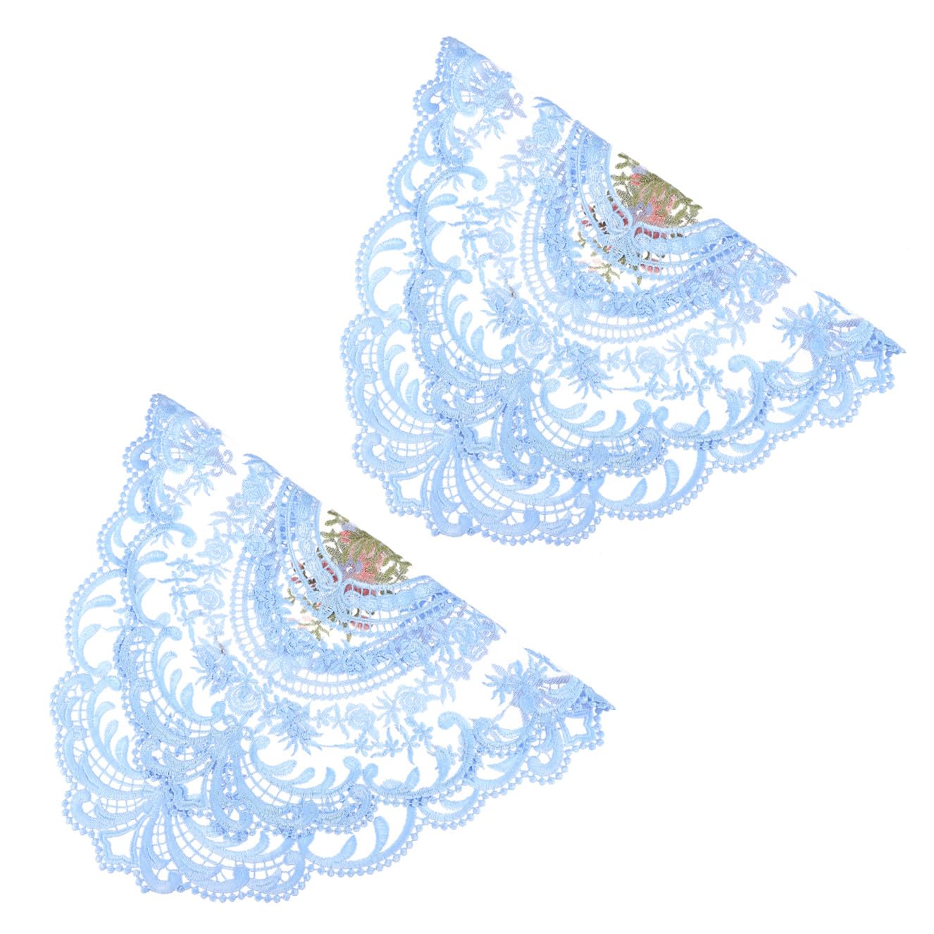 2pcs Elegant Embroidered Lace Placemats Vintage Table Mats Crochet Doilies Lace Coasters Home Wedding Party Decor 12x16Inch