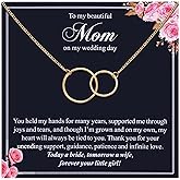 Ralukiia Mother of the Bride Necklace from Daughter – To My Beautiful Mom on My Wedding Day, Interlocking Circles Necklace with Message Card, Wedding Day Gift for Mom
