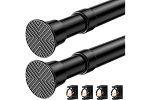 SISELBA 2 Pack Tension Curtain Rods 23 to 43 Inches, Black Tension Rods Adjustable Small Tension Rods Spring Tension Curtain Rods for Windows
