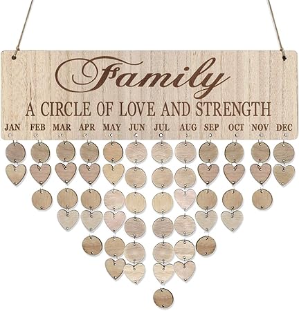 Lioobo En Bois Anniversaire Rappel Calendrier Plaque Signe Conseil Tenture Murale Famille Decor Plaque Amazon Fr Cuisine Maison