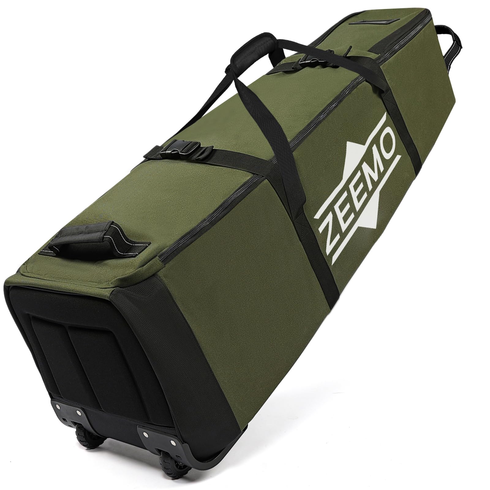 ZEEMO Golf Travel Bag, Full-Open Protective & Wheeled Airline-Approved Case for Clubs, Cart&StandBag, Soft-Sided Waterproof Cover Made of Heavy Duty Oxford,Green Image
