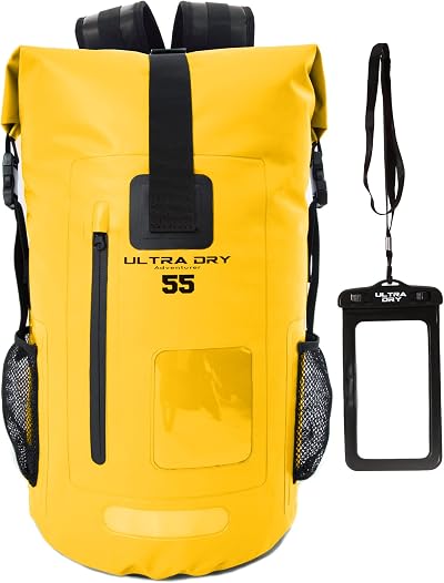 Ultra Dry Adventurer Premium 55L Waterproof Dry Bag Backpack Yellow