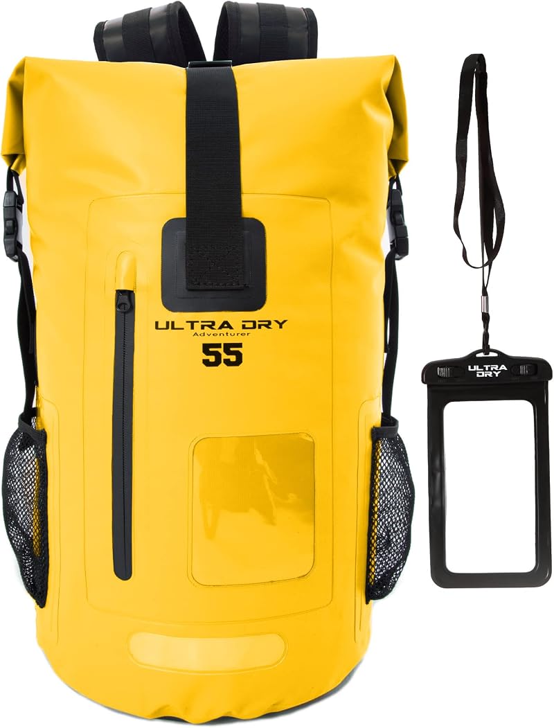 Ultra Dry Adventurer Premium 55L Waterproof Dry Bag Backpack Yellow