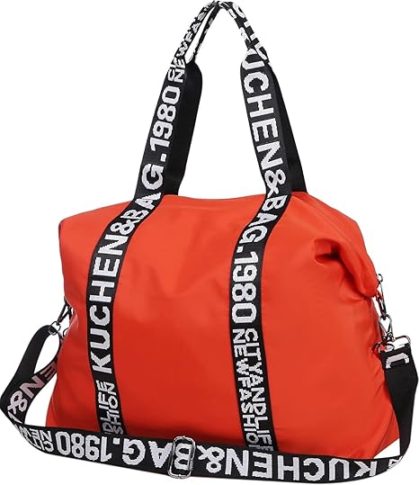 Amazon Co Jp ケーエルユー ボストンバッグ レディース 大容量 2way ショルダーバッグ 斜めがけ ナイロン オレンジ 服 ファッション小物
