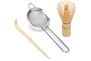DiDiBirDi Matcha Whisk Set,Bamboo Matcha Whisk (Chasen),Traditional Scoop (Chashaku),Stainless Steel Sifter,Japanese Tea Tools For Ceremony