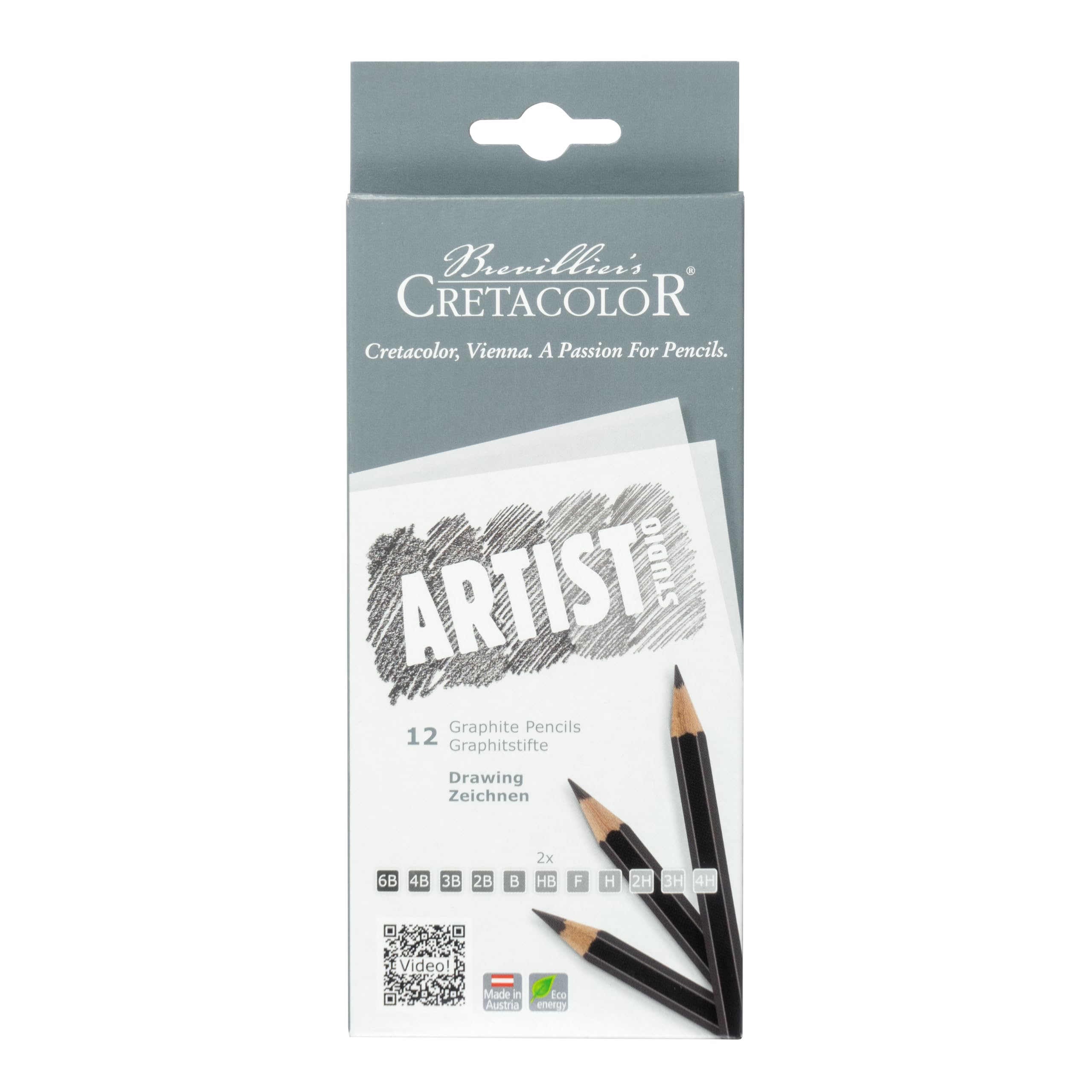 CRETACOLOR Artist Studio Graphite Drawing Pencils, 12 Gradations, Sketching, 12 Pencils in Cardboard Case