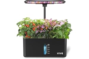 URUQ Hydroponics Growing System Garden: 8 Pods Indoor Herb Garden with Grow Light Plants Germination Kit Quiet Automatic Hydroponic Height Adjustable - Gardening Gifts for Women Kitchen